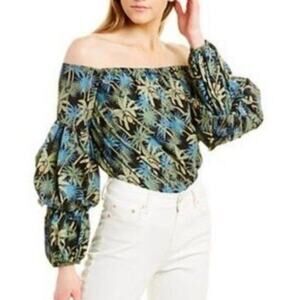 Anthropologie Petersyn Small Lily Off Shoulder NewbTop Tropical Pardise Print